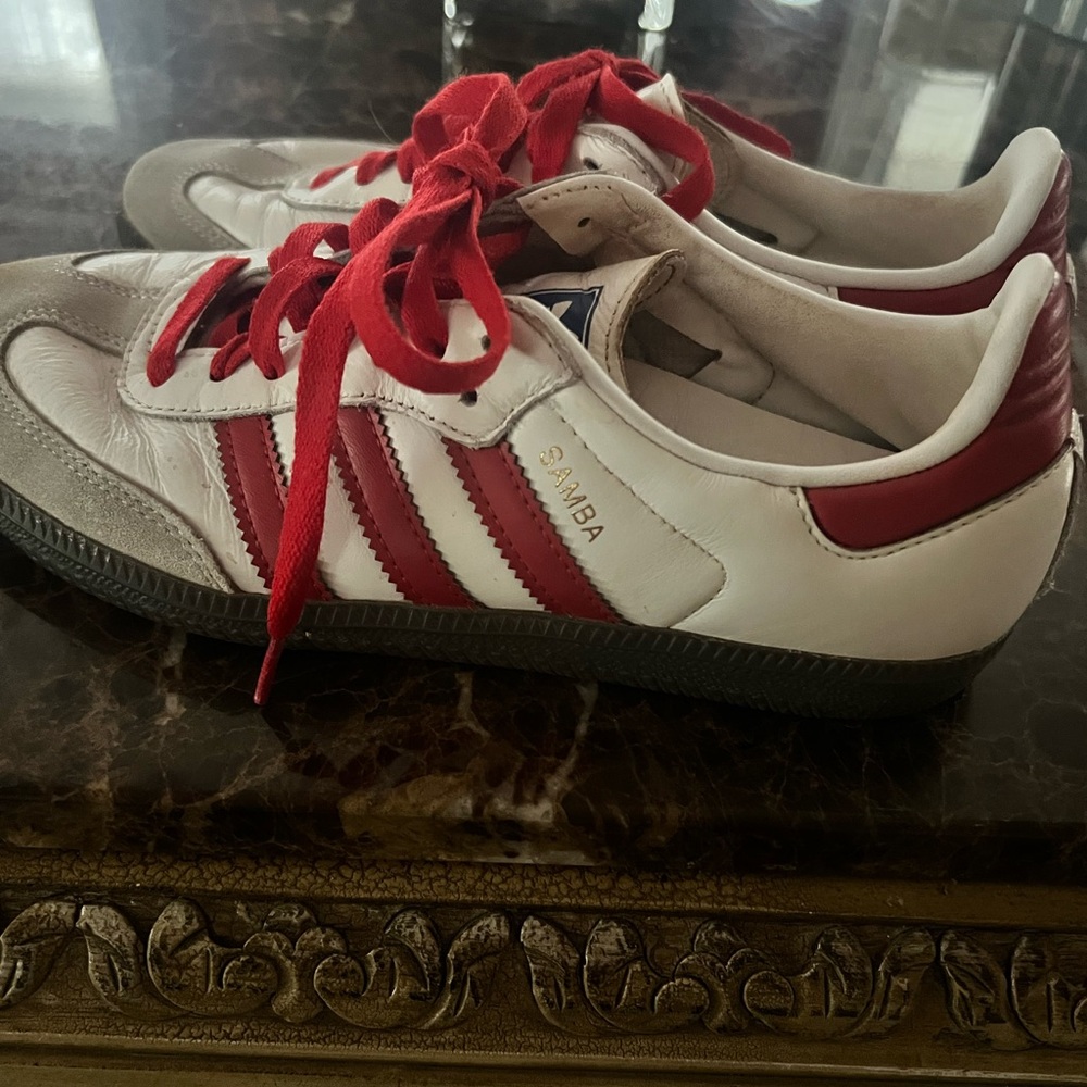 Adidas Samba White with Red Stripes